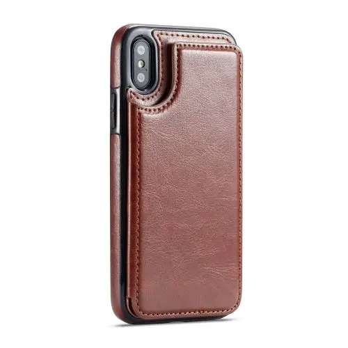 Brown Для iphone XS Max XR X чехол из искусственной кожи кошелек задняя Магнитная откидная крышка тонкий чехол для iphone 8 7 Plus 6 6s чехол - Цвет: Brown