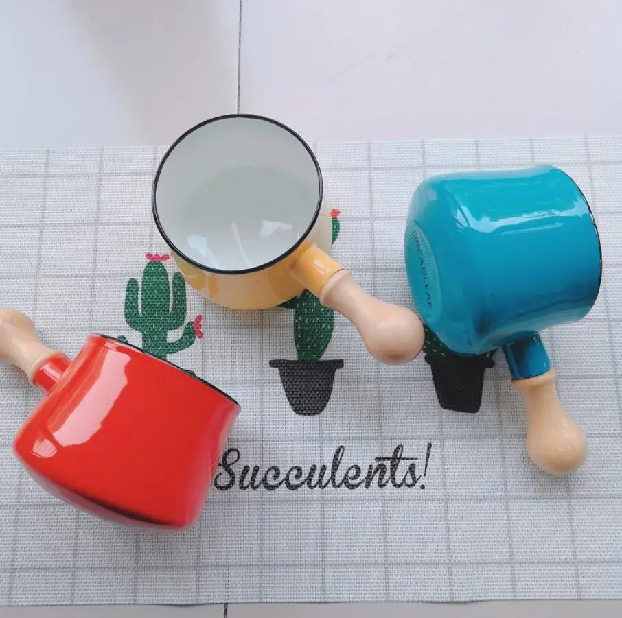 Молочный горшок 9 см фарфоровая эмалированная мини кастрюля сливочное масло