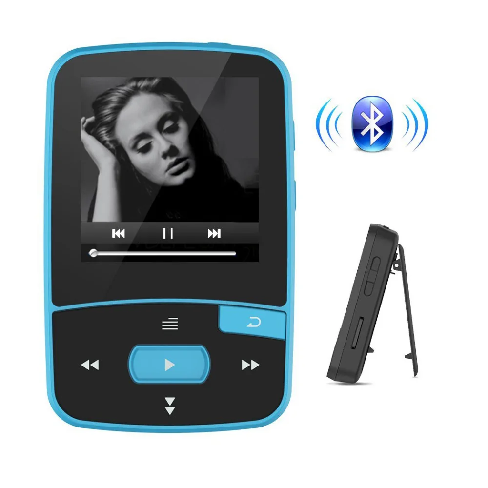 Bluetooth MP4 плеер 16 Гб клип спорт устойчивое без потерь аудио плеер с fm-радио шагомер и Закладка, максимальная поддержка 64 ГБ
