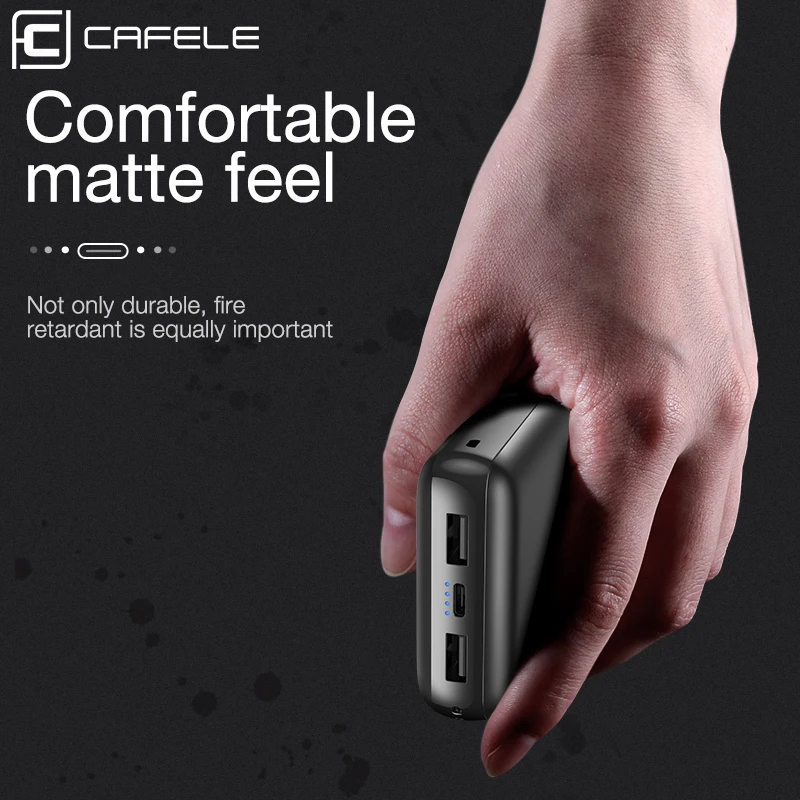 CAFELE 10000 mAh Мощность Bank Dual Выход Micro USB Вход свет Зарядное устройство для iPhone X XS samsung