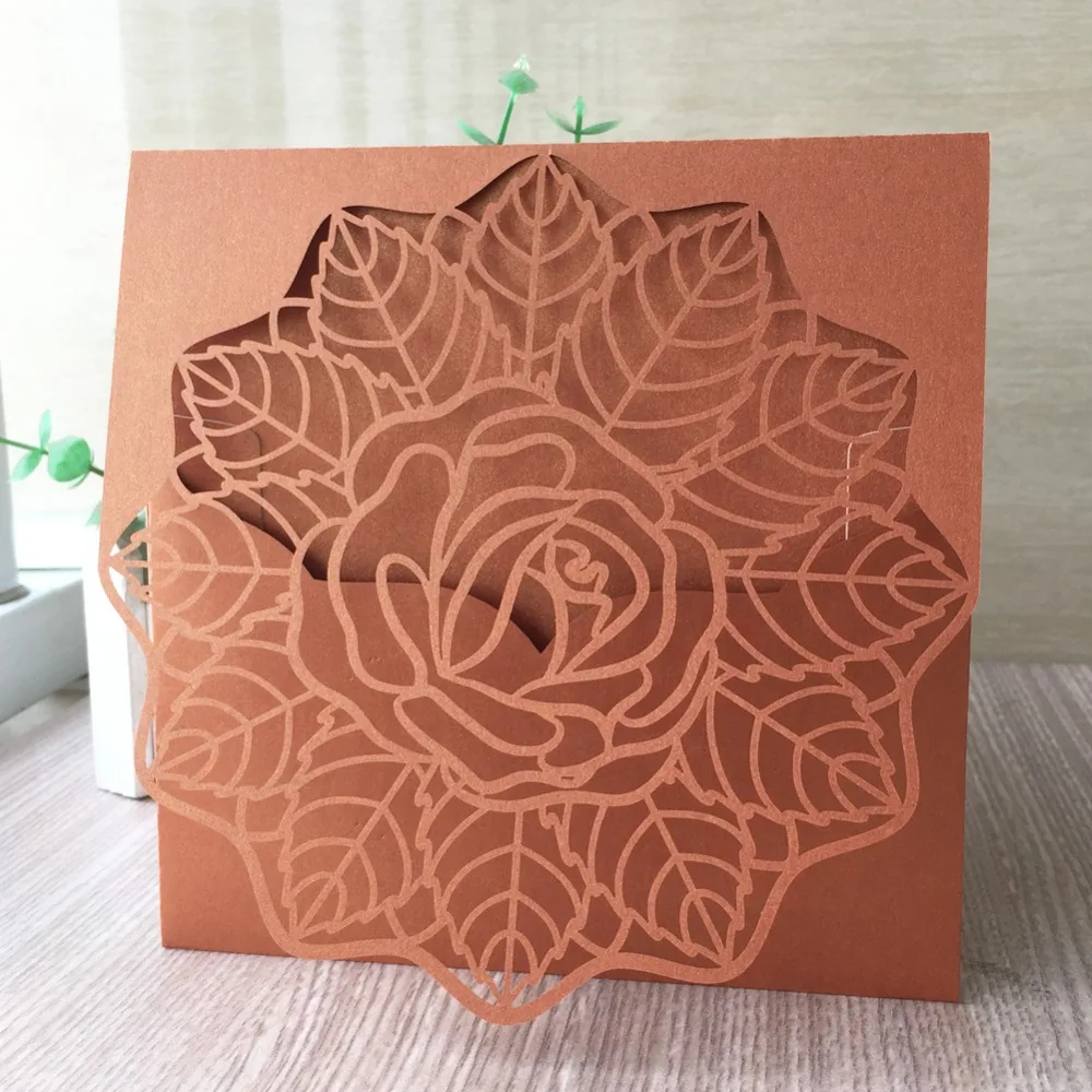 

25pcs Romantic Flower Design Wedding Invitation Cards Birthday Party Decorations Greeting Blessing Card