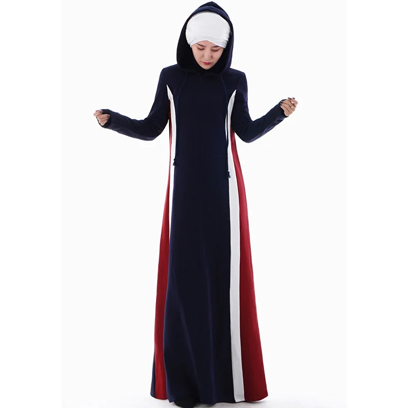 Мусульманский взрослый хит цвет с капюшоном abaya Арабский Мода Толстые теплые
