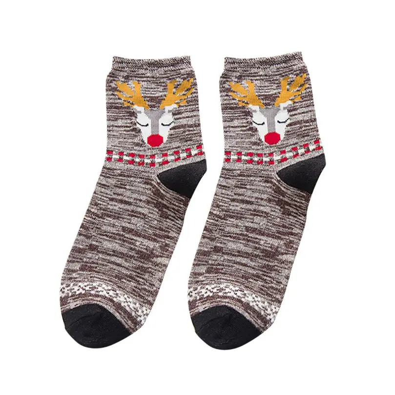 Fashion Christmas Elk Print Socks Women Ladies Skarpety Sokken Casual Comfortable Work Warm Winter Cotton Sock 5FN | Женская одежда