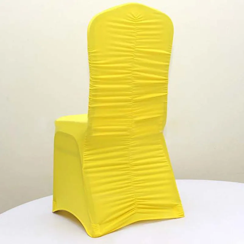 Yellow WedFavor 50 шт. гофрированная задняя спандекс стрейч накидка на стул эластичная лайкра Ruched чехлы для стульев для гостиницы банкета свадебные украшения - Цвет: Yellow