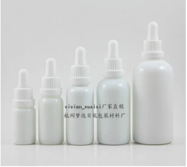 wholesale 50pcs 100ml white round shaped dropper bottle , empty white color 100 ml glass dropper container for essential oil