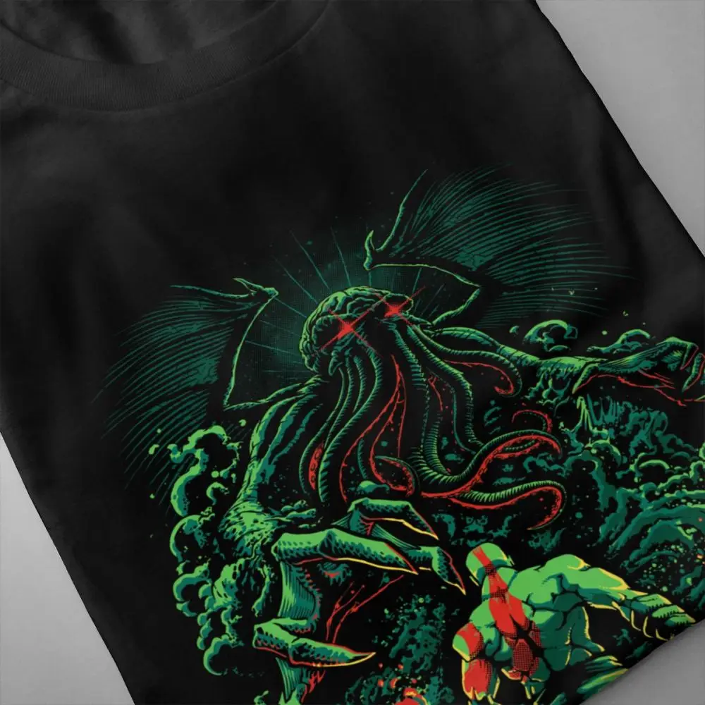 Cthulhu t shirt Casual New Arrival Clash Of The Old Gods Tee Male Graphic Print Short Sleeve Crewneck S-6XL T Shirt | Мужская одежда