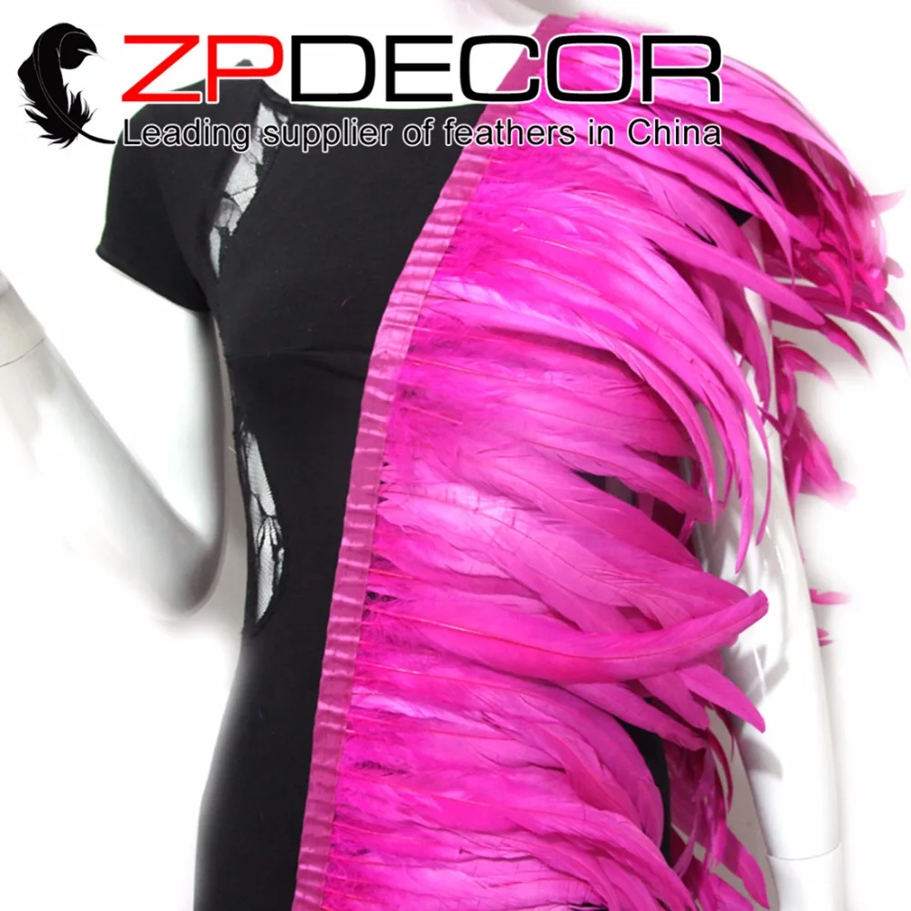 

Zpdecoration/оптовая продажа, 1 ярд, 25-30 см (10-12 дюймов), окрашенный ярко-розовый чехол для курицы, отделка с перьями и бахромой для украшения карнава...
