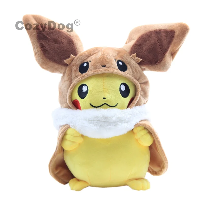 Eevee 10 Стили Пикачу Косплей Иви-флареон vaporion Jolteon мягкая плюшевая игрушка Пикачу в Sylveon Umbroon плащ куклы 1" 28 см подарок - Цвет: Eevee