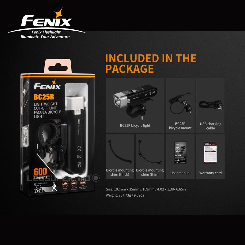 USB Rechargeable Fenix BC25R 600 Lumens Lightweight Cut-off Facula Line Bicycle Light for Commuting by Bike images - 6