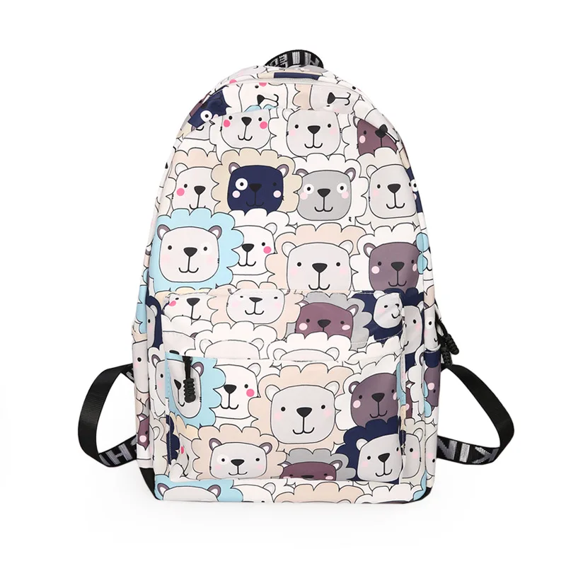 

3PCS / LOT Canvas Backpack Cartoon Casual Printing Backpack for Girls University Bag Cute Laptop Bag Ruckpack