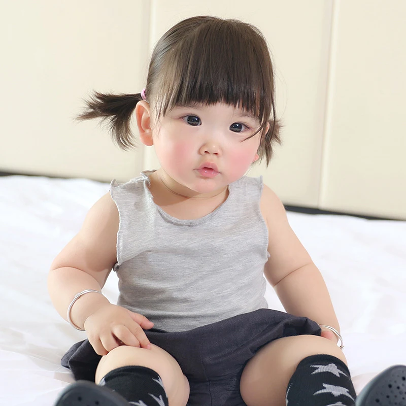 Летняя футболка для девочек без рукавов из 100% хлопка маленьких топы с оборками