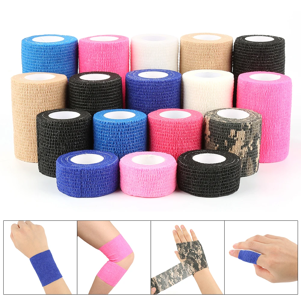 5Pcs/lot Colorful Self Adhesive Ankle Finger Muscles Care Elastic Medical Bandage Gauze Dressing Tape Sports Wrist Support 2.5cm | - Фото №1