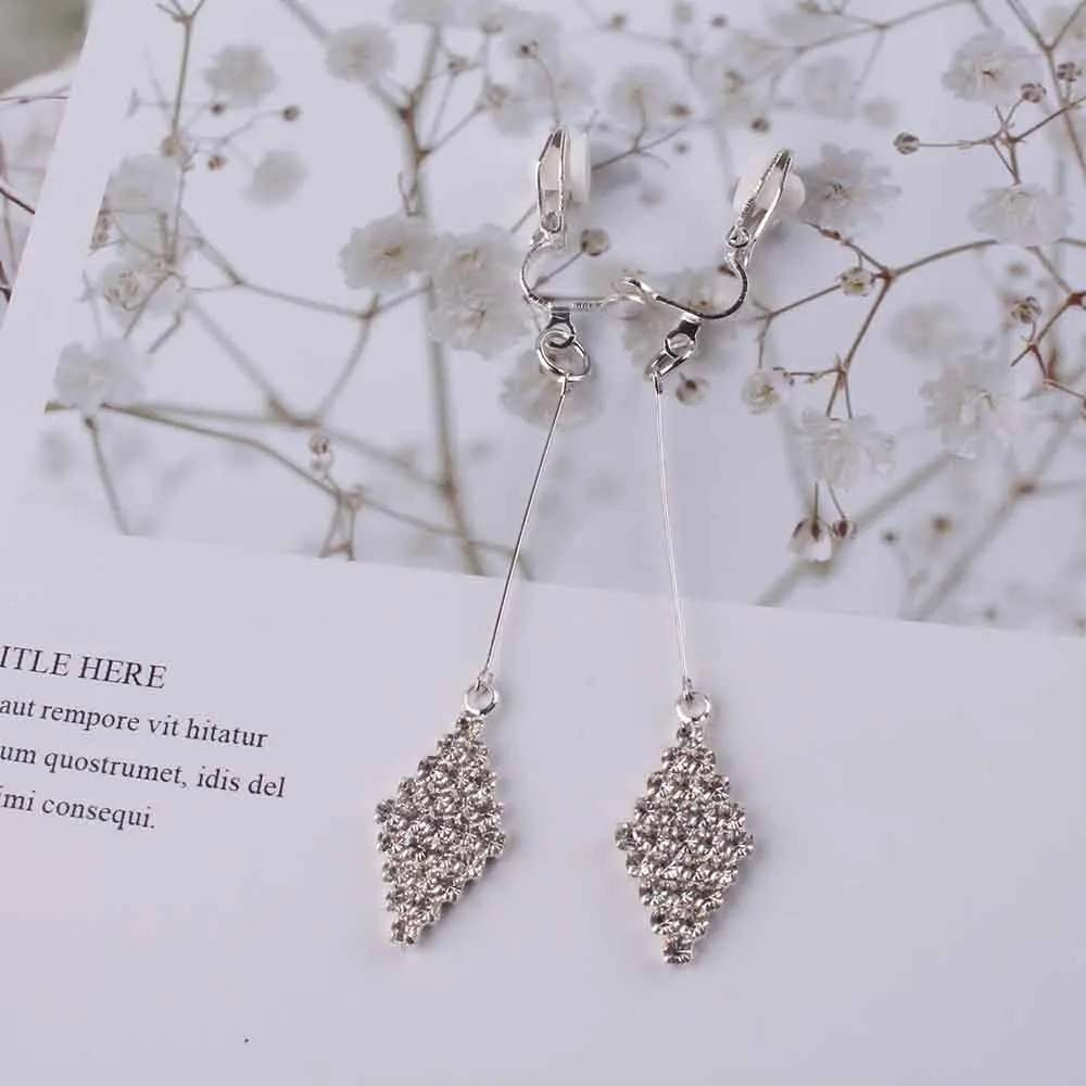 Серьги клипсы JIOFREE в Корейском стиле со стразами для женщин модные украшения без