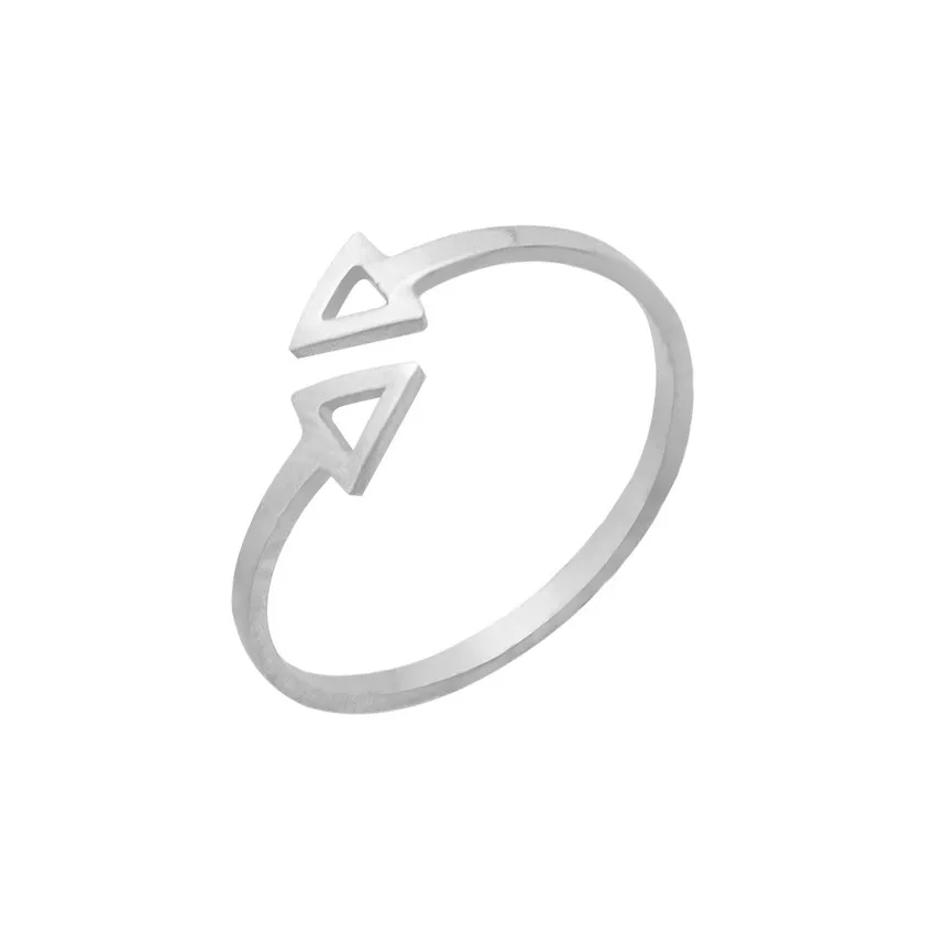 Resizable Double Arrow Ring Minimalism Geometric Triangles Men Jewelry Stainless Steel Aros Punk Anillos Mujer Best Friend Gifts | Украшения