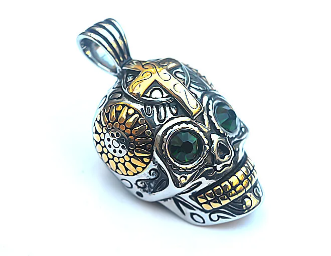 

925 Silver Plated Green Eyes Bun Pendant Men's Domineering Jewelry Free Shipping