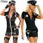 Женское мини-платье на молнии, с коротким рукавом, сексуальное черное платье для косплея на Хэллоуин, для женщин и полицейских