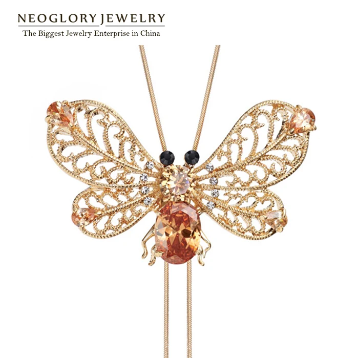 Neoglory зеленый циркон розовое золото Цвет цепи длинное Цепи для Для женщин