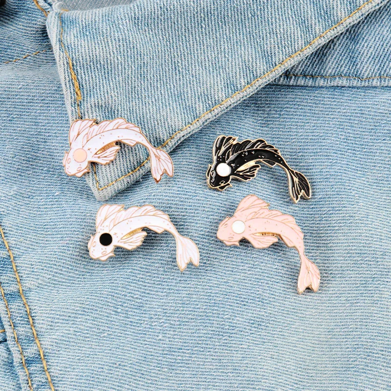 Значки Lucky Koi в японском стиле Инь-Янь рыбка брэш золотая эмблема броши ювелирное