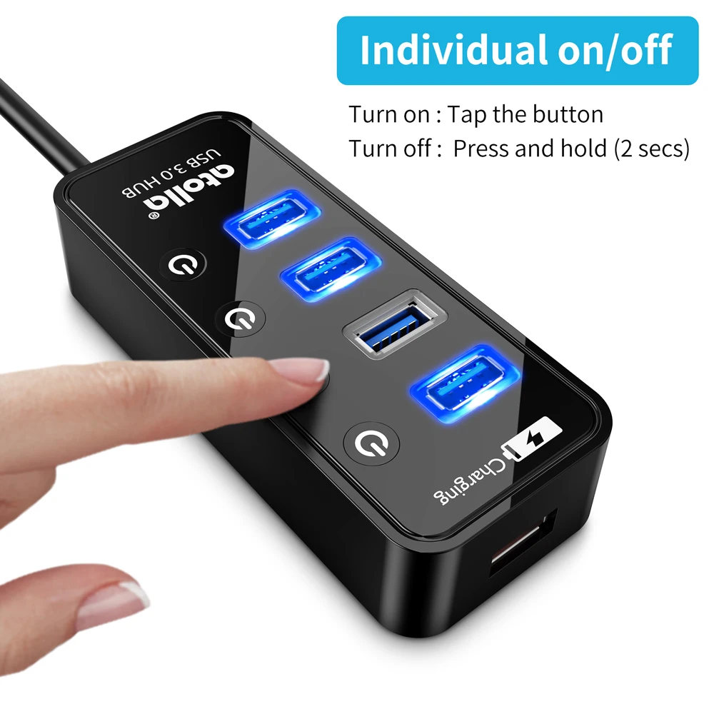Atolla usb 3 0 концентратор с адаптером питания 4 + 1 Передача данных и зарядка