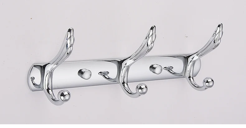 3 Coat Hooks Rail Современный стиль, полированный хром, аксессуары для ванной комнаты, держатель для туалетной бумаги, вешалка для полотенец, полка, мыльница, душ, аксессуары для ванной, набор - Цвет: 3 Coat Hooks Rail