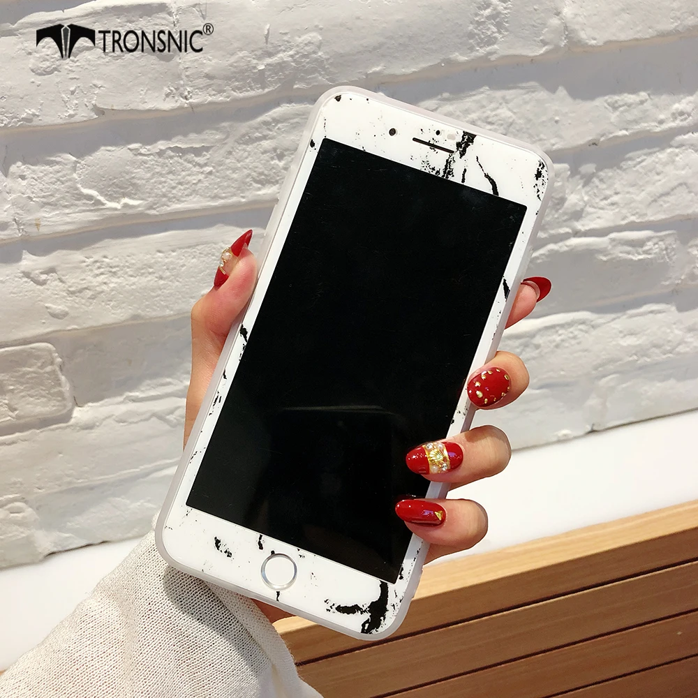 TRONSNIC мраморная пленка из закаленного стекла для iPhone X XS MAX белая черная Защитная