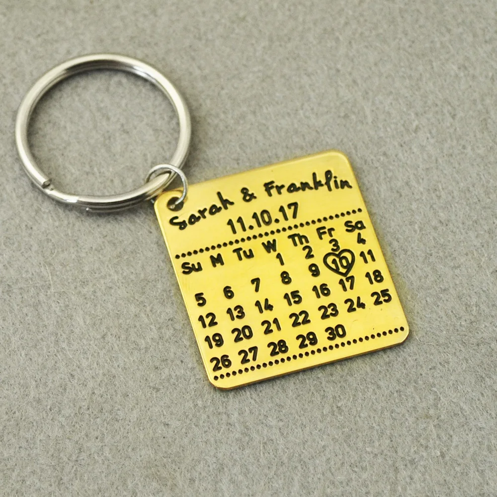 Брелок с календарем на заказ, цепочка для ключей на заказ, имена и дата на заказ, цепочка для ключей на заказ, подарок для Него, Подарок на год...