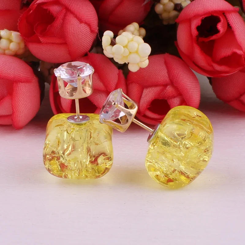 Женские серьги гвоздики с кристаллами НОВЫЕ геометрические кубическим