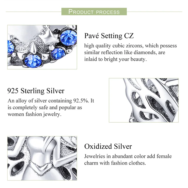BISAER 925 пробы Серебряный эльф счастливый лес Фея амулеты ангелы бусины подходят браслет серебро 925 бусины для изготовления ювелирных изделий EFC027