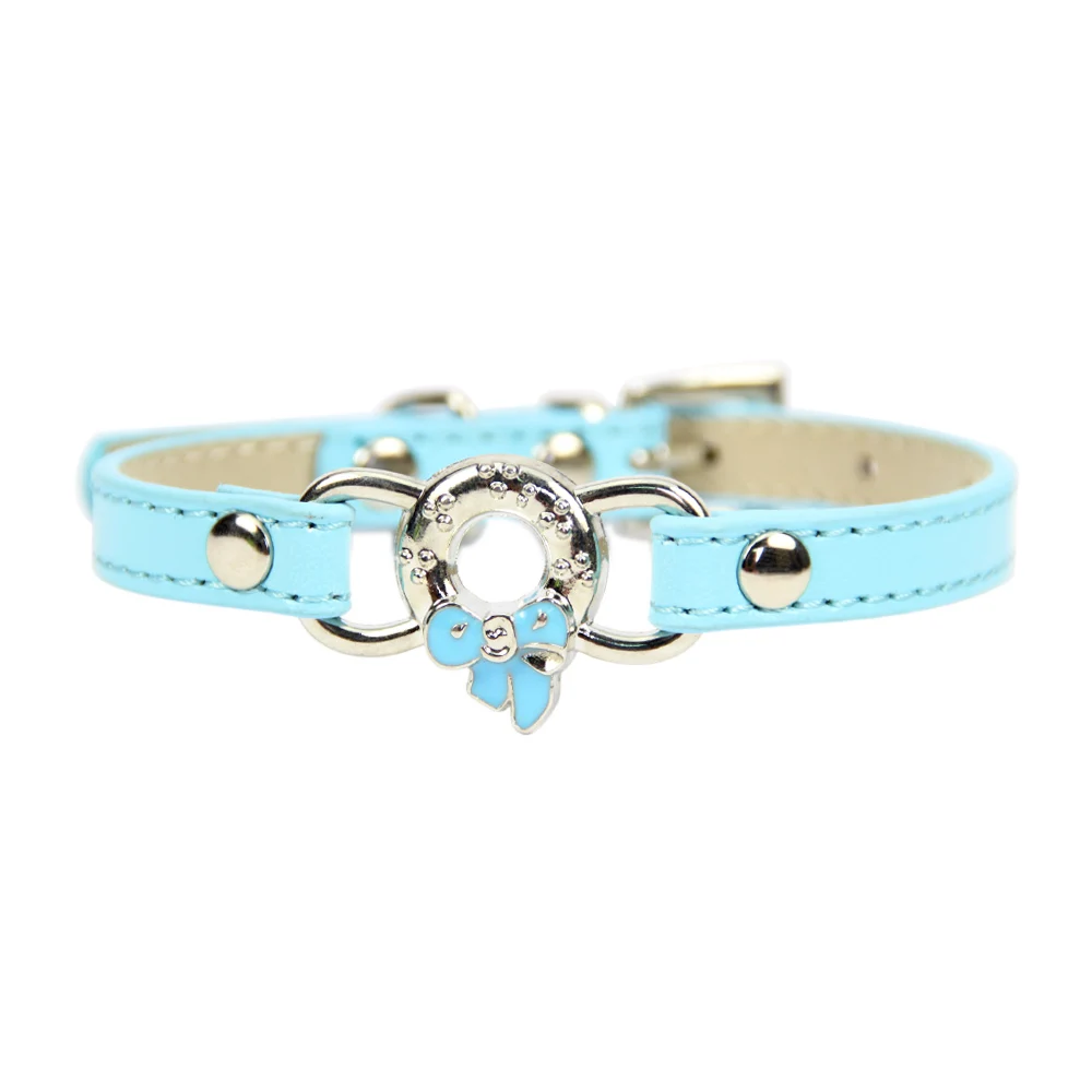 Персонализированный кожаный ошейник для маленькой собаки с милым бантом, украшение для щенка на ремешке, ожерелье для кошки, ошейники для котенка, собачки, Dccessorie XXS/XS