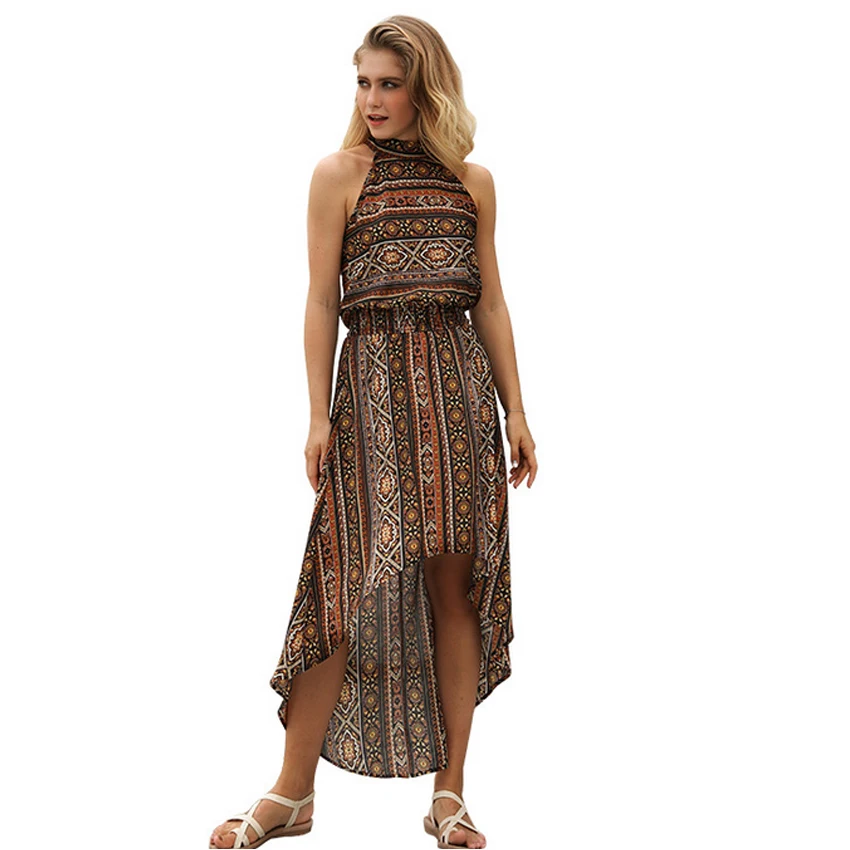 Vestido verano 2018 летнее платье новый ретро Печатные Нерегулярные рукавов винтажное
