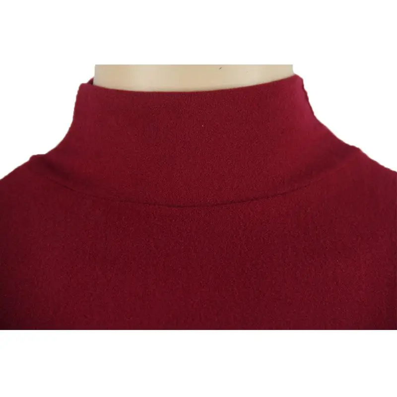 

Women Autumn Winter 2 PCS Long Sleeve Clothes Sets Solid Turtleneck Crop Tops + Mid-Calf Skirts Suits Sexy Fleece Lady Suits