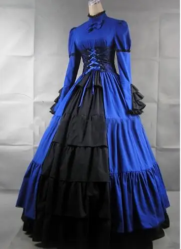 2015 новое Брендовое платье из хлопка/вискозы с длинными рукавами синяя Готическая