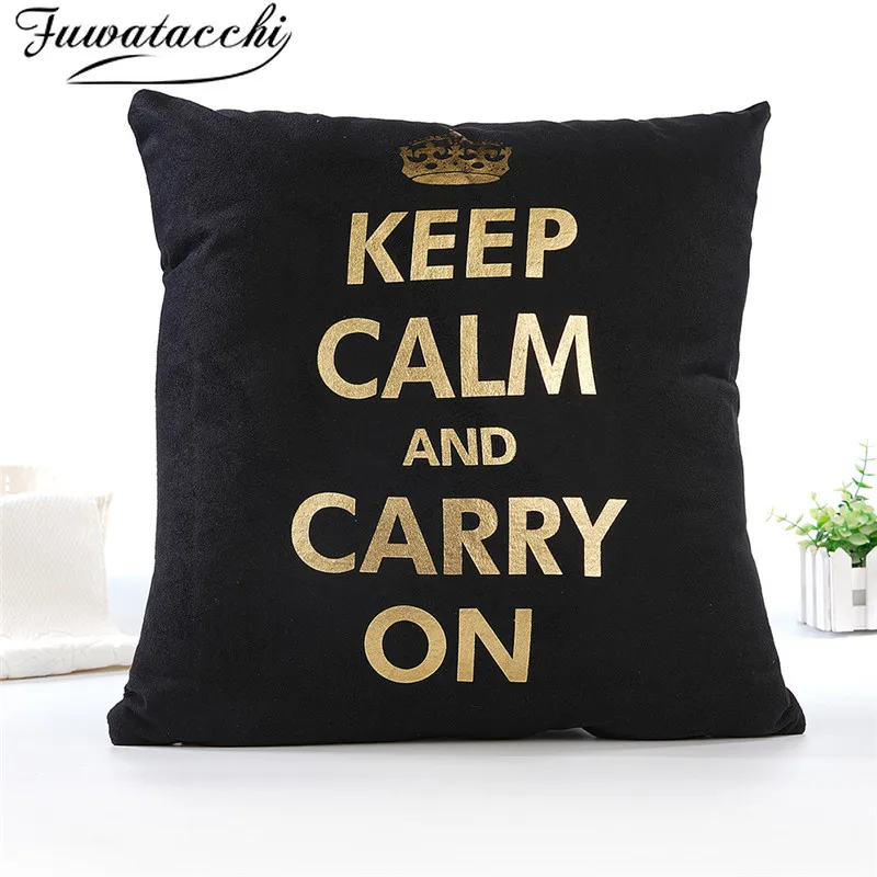 Чехол на рождественскую подушку Fuwatacchi из черной золотой фольги Наволочка с