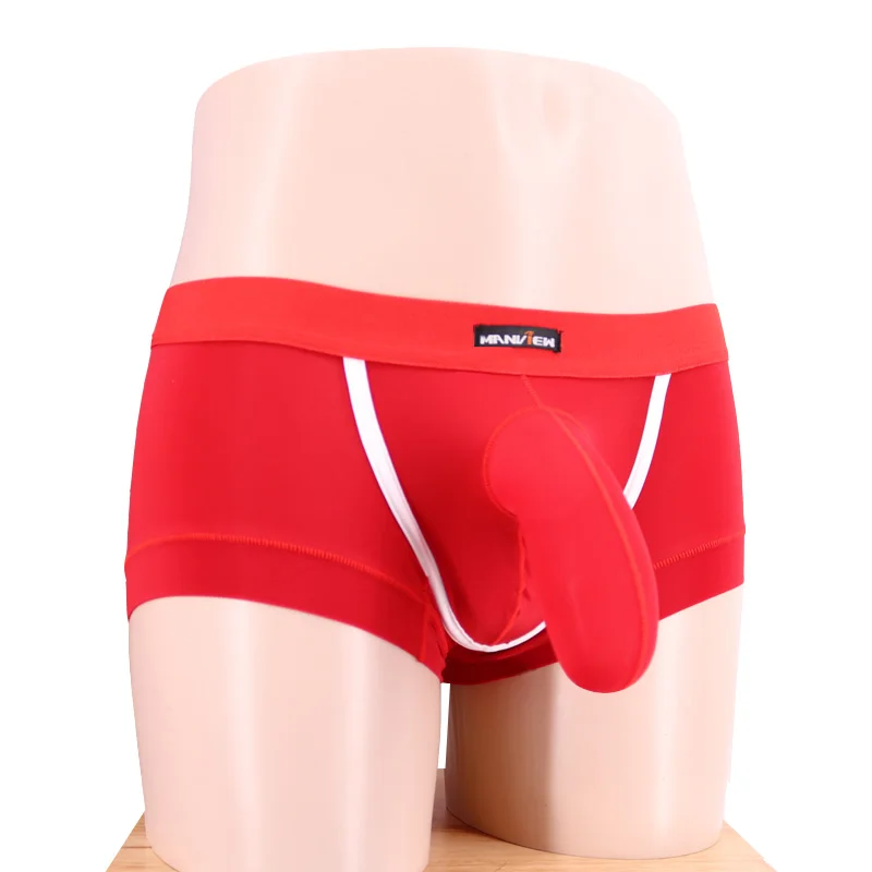 Мужские трусы Manview Ice Silk trunk с рукавом для пениса мужские шорты-боксеры u выпуклая низкая талия Мужское нижнее белье 1520