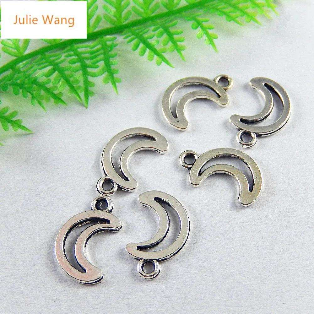 Julie Wang 50 шт. Мини Серебряный цвет сплав полумесяц Подвески кулон ручной работы