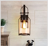american retro iron wall lamp aisle living room background wall lamps simple creative glass balcony wall lamp