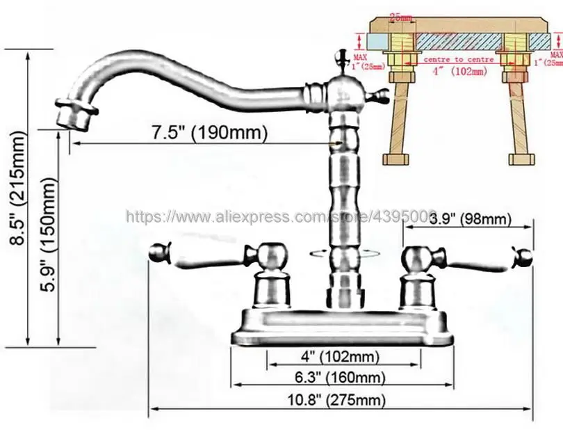 

Antique Brass Double Handle Bathroom Faucet Basin Sink Tap Hot and Cold Water Mixer Tap Deck Mounted Bathroom Faucet Bnf324