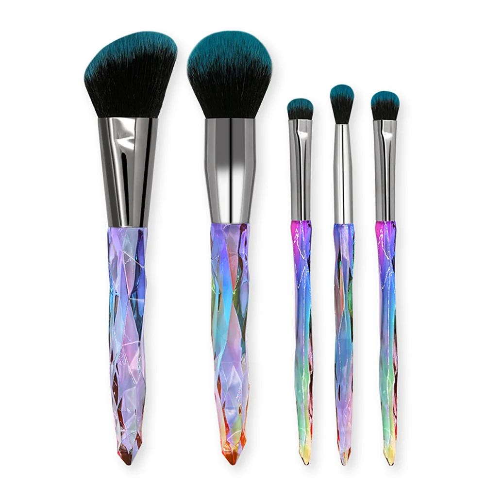 New 5 Makeup Brushes Clear Crystal Diamond Handle Brush Set Complete Face Beauty Tool | Красота и здоровье