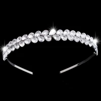 acrylic teardrop stones leaves elegant design rhodium bridal headband fashion hair ornament accessories