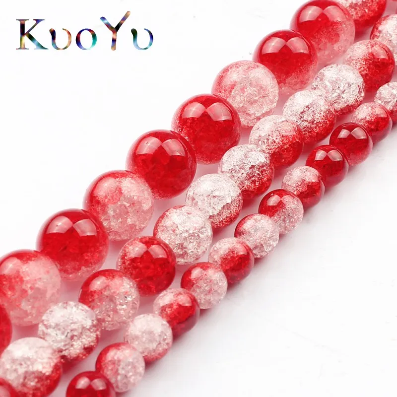 Красные хрустальные бусины с трещинами снега круглые широкие разделительные 15