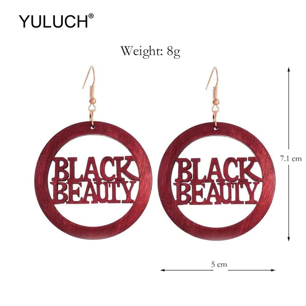 YULUCH 2019 этнические большие круглые деревянные полые буквы черные Красивые