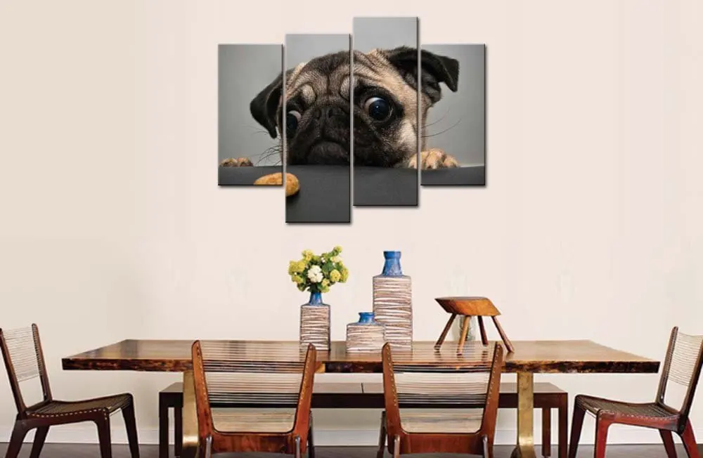 Картина маслом на холсте Сумасшедший мопс 4 шт. | Дом и сад