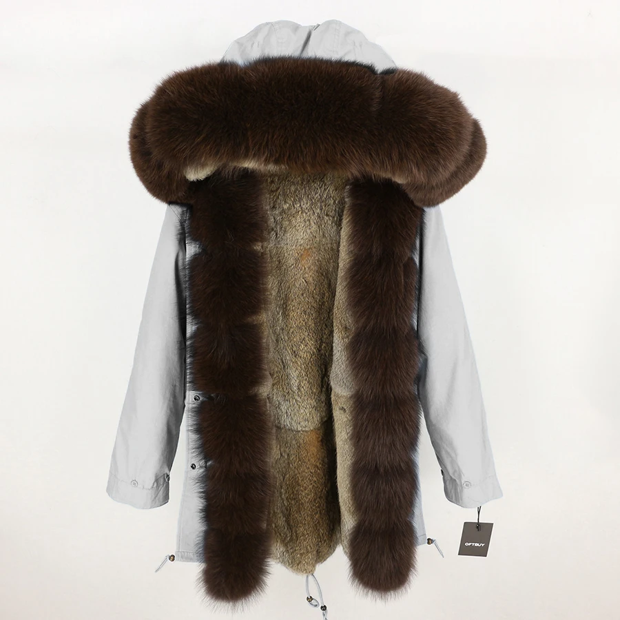 OFTBUY, зимняя женская куртка, длинная парка, Воротник из натурального Лисьего меха, капюшон, подкладка из натурального кроличьего меха, Толстая теплая парка, уличная Роскошная - Цвет: 17