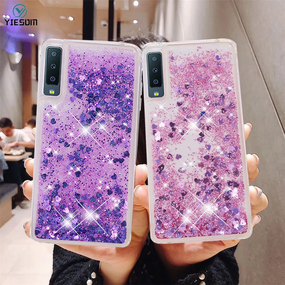 Жидкий блестящий чехол для Samsung A7 2018 SM A750 A50 A30 A20 M30 M20 M10 Мягкие силиконовые ТПУ