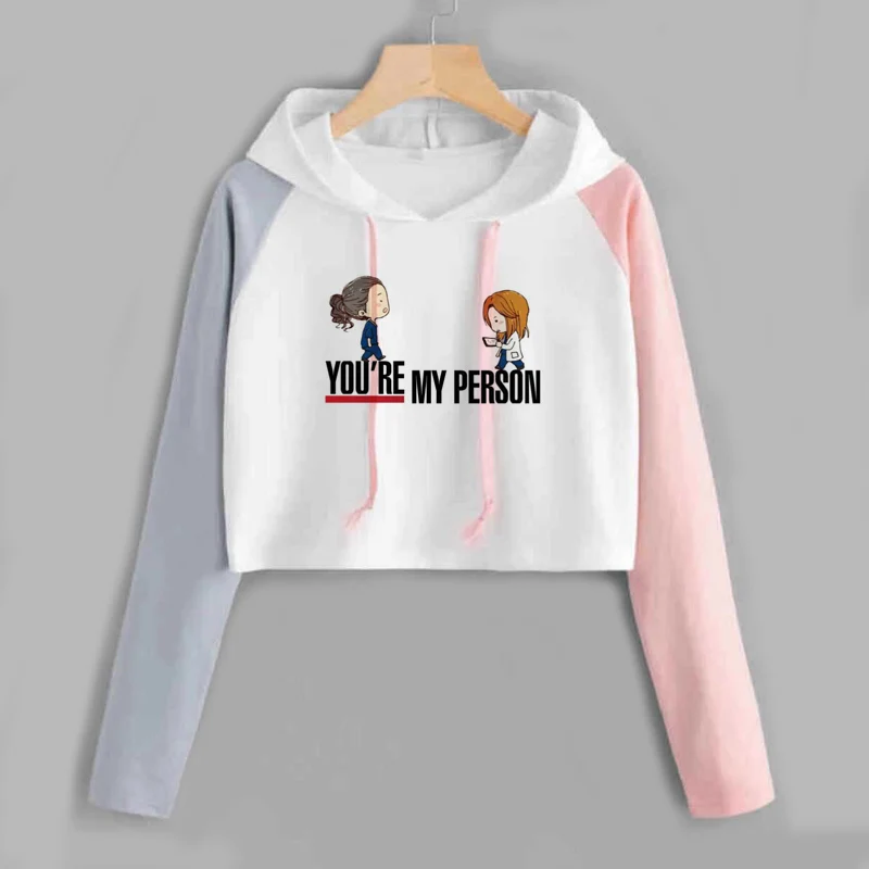 24 Укороченный топ, толстовка с принтом Greys Anatomy, Женская толстовка с длинным рукавом, пуловер, весна-осень, женские толстовки, Harajuku, джемпер, одежда - Цвет: 24