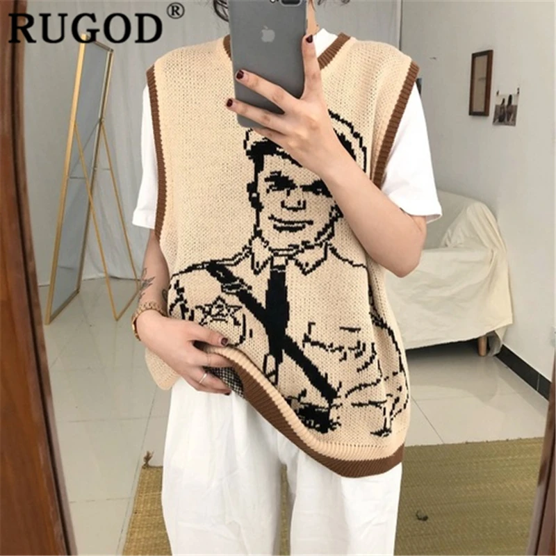 Женский трикотажный жилет RUGOD Повседневный свитер без рукавов с круглым вырезом