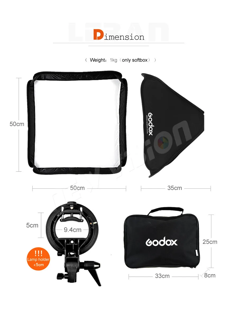 Godo x 50x50 см/2"* 20" софтбокс-диффузор с s-тип кронштейн Bowens держатель для Студия Photo Speedlite Flash светильник