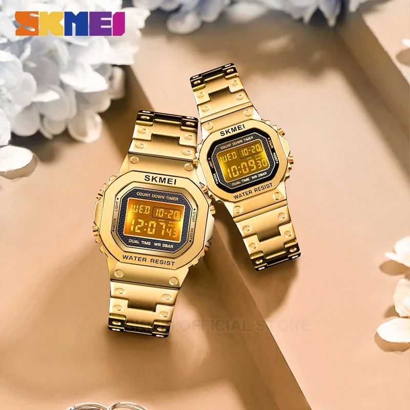 SKMEI Fashion Digital Watch Men Women Couple Wristwatches 2Time Chrono Watches Waterproof horloges vrouwen mannen 1456 1433 Set