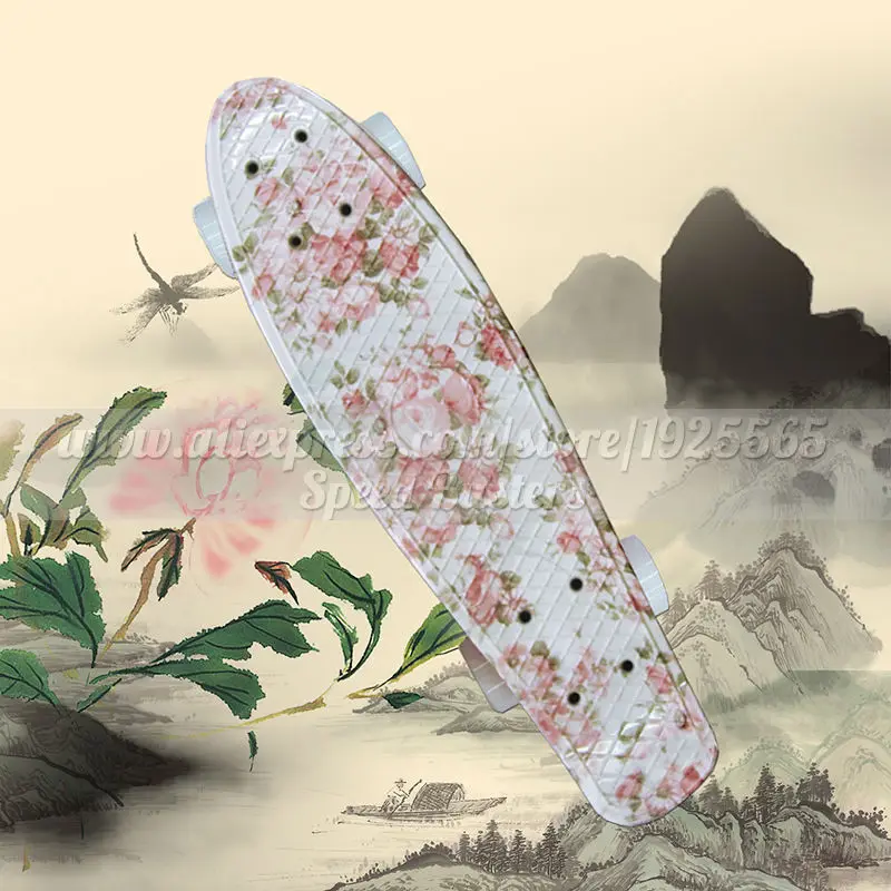 Скейтборд для девочек круизер в стиле ретро 22 дюйма Цветочный длинный мини-скейт