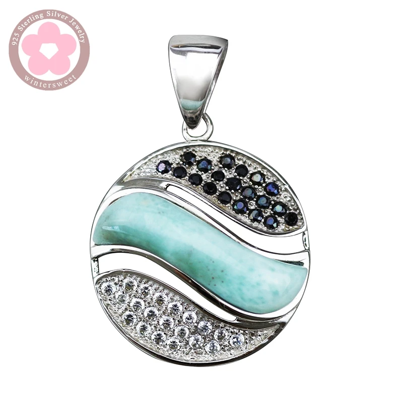 

JZP0013 Real 925 Sterling Silver Larimar Pendant For Women Gift Wholesale Fine Jewelry 2015 Brand New Fashion Necklace Pendants
